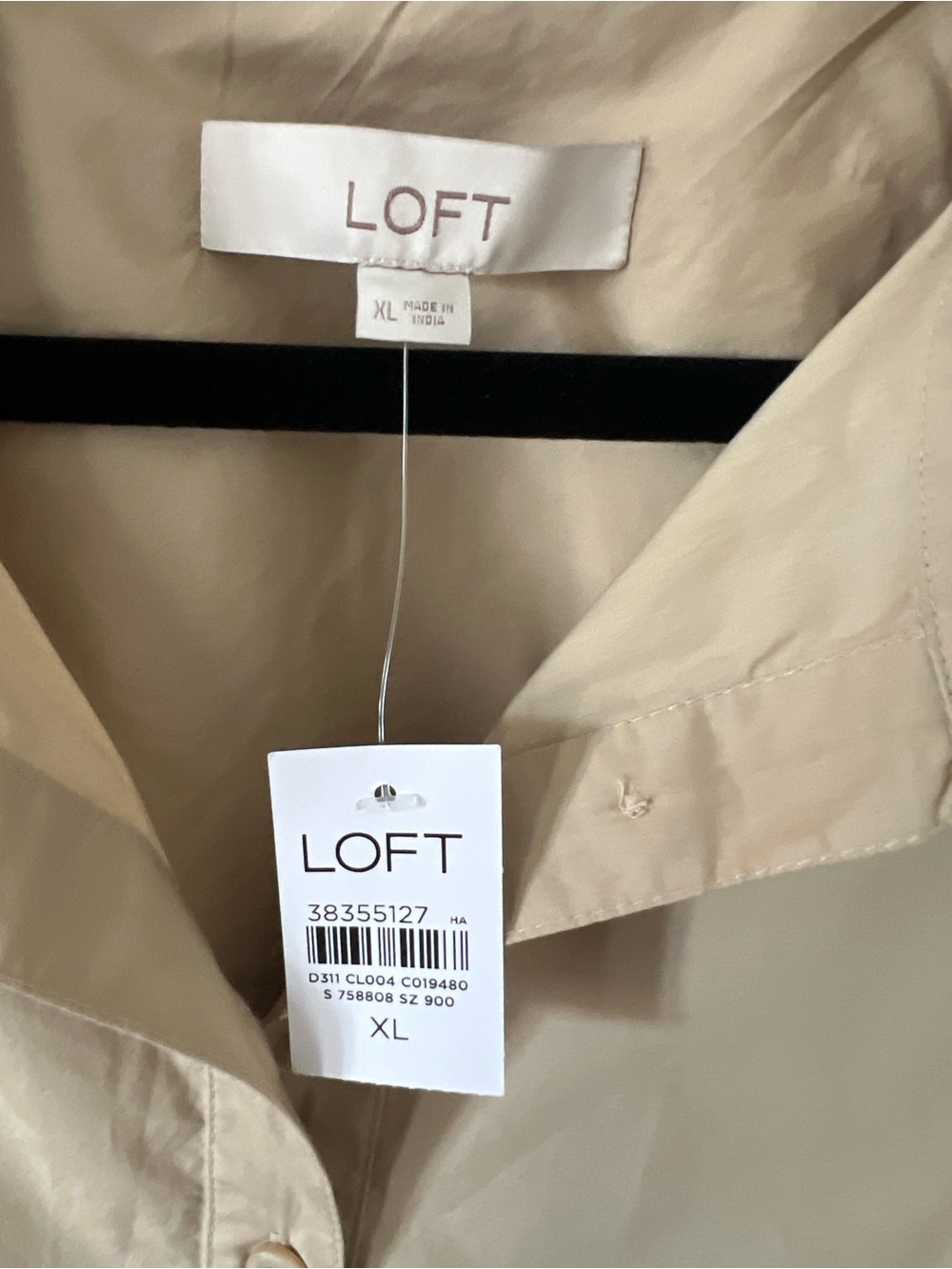 LOFT Tan Short-Sleeve Button Down Casual Shirt-oversized - Picture 2 of 4
